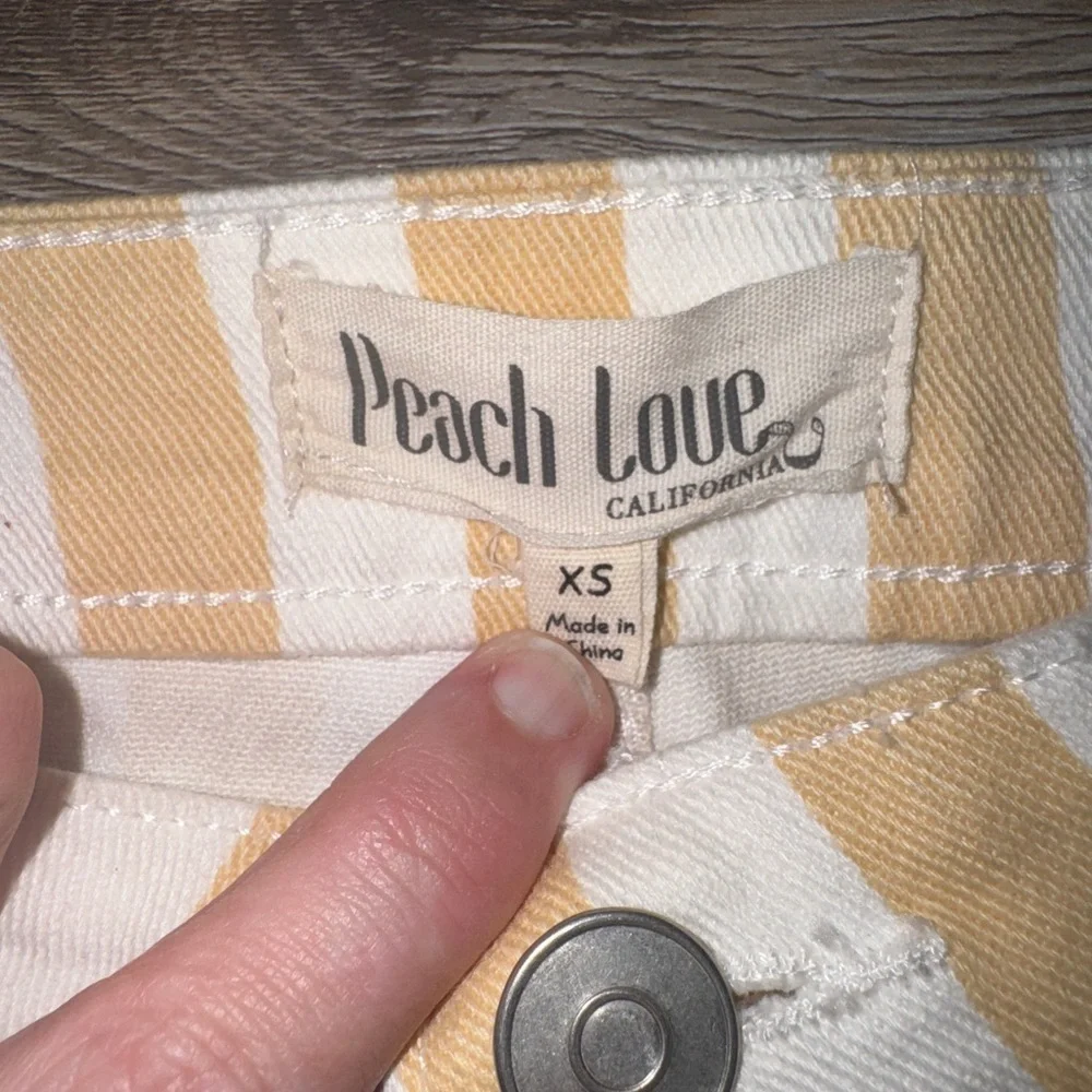 Peach Love California Striped Stretch Denim Bell Bottom Flare Pants XS Boho